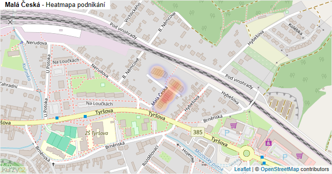 Malá Česká - mapa podnikání