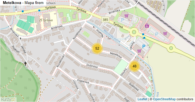 Metelkova - mapa firem