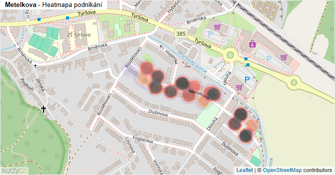 Metelkova - mapa podnikání