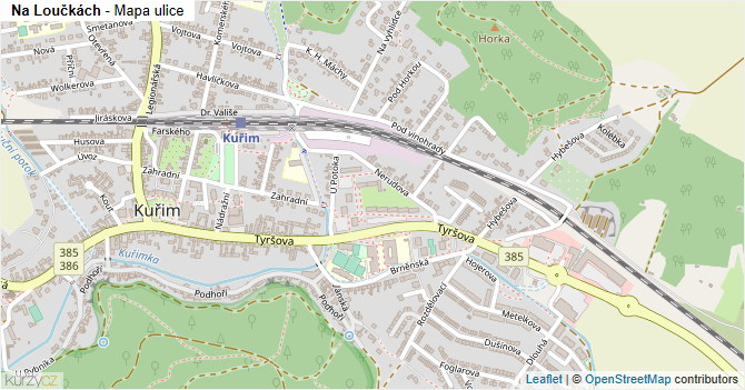 Na Loučkách - mapa ulice