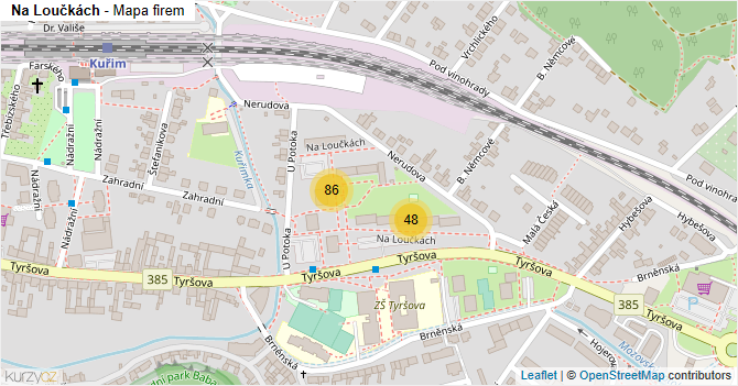 Na Loučkách - mapa firem