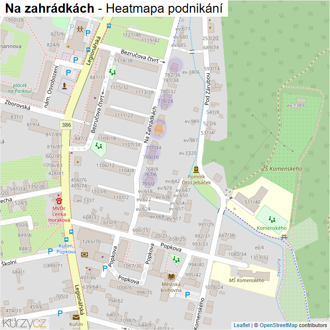 Mapa Na zahrádkách - Firmy v ulici.