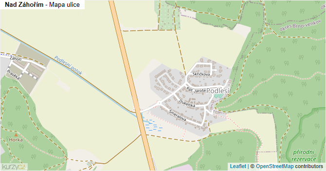Nad Záhořím - mapa ulice