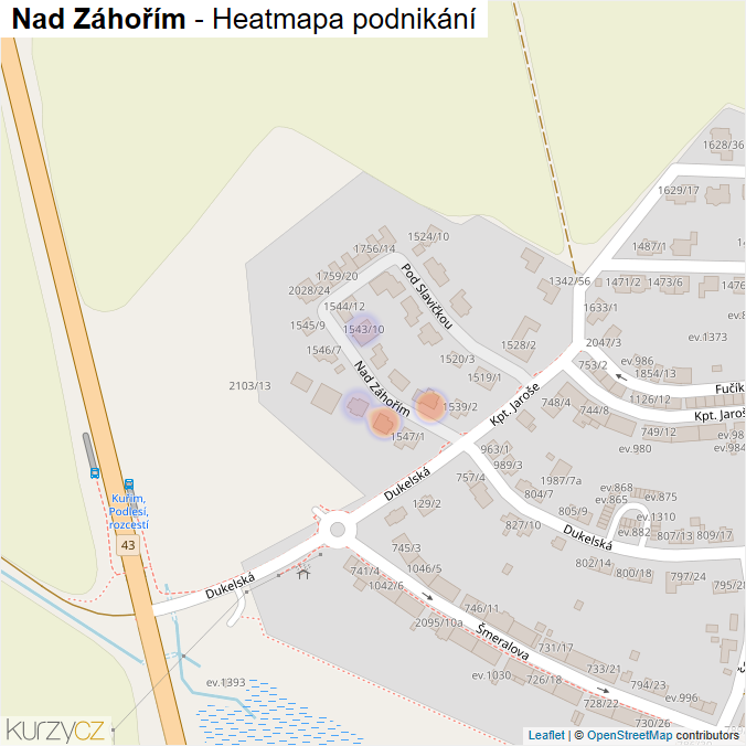Mapa Nad Záhořím - Firmy v ulici.