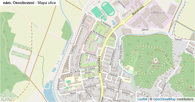 nám. Osvobození - mapa ulice