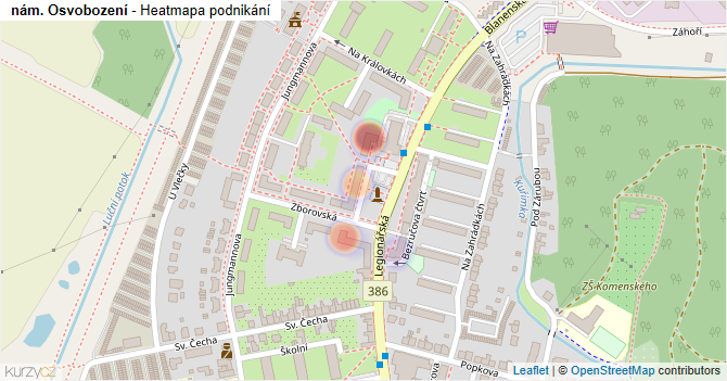 nám. Osvobození - mapa podnikání