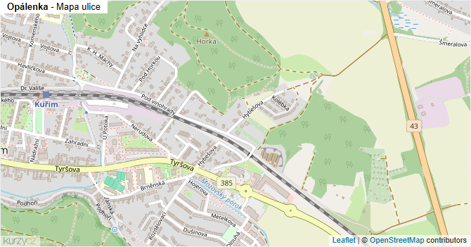 Opálenka - mapa ulice