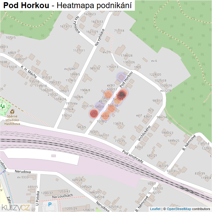 Mapa Pod Horkou - Firmy v ulici.