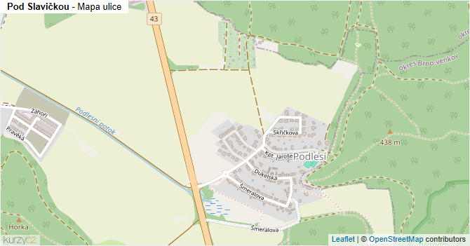 Pod Slavičkou - mapa ulice