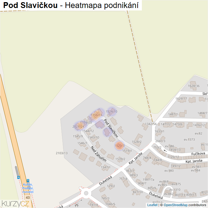 Mapa Pod Slavičkou - Firmy v ulici.
