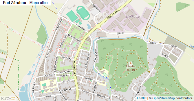 Pod Zárubou - mapa ulice