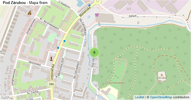 Pod Zárubou - mapa firem