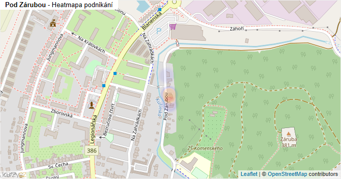Pod Zárubou - mapa podnikání