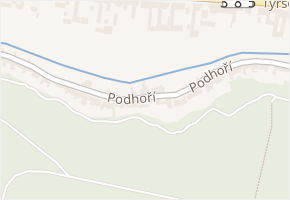 Podhoří v obci Kuřim - mapa ulice