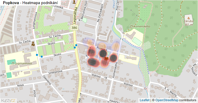 Popkova - mapa podnikání