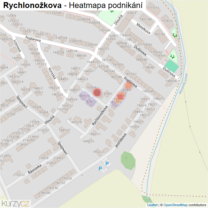 Mapa Rychlonožkova - Firmy v ulici.