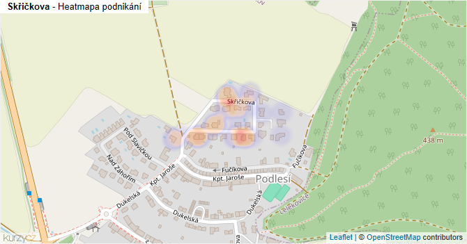 Skřičkova - mapa podnikání