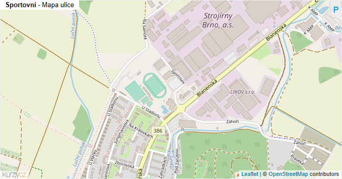 Sportovní - mapa ulice