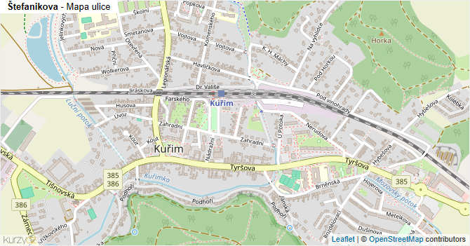 Štefanikova - mapa ulice