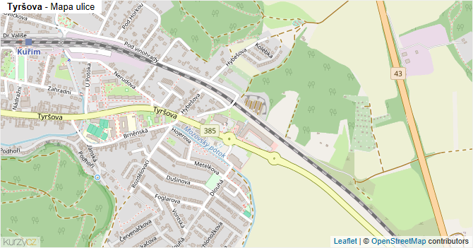 Tyršova - mapa ulice