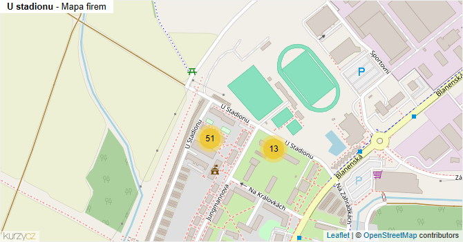 U stadionu - mapa firem