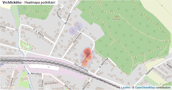 Vrchlického - mapa podnikání