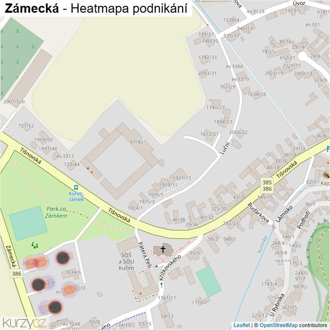 Mapa Zámecká - Firmy v ulici.