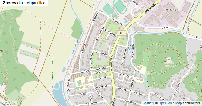 Zborovská - mapa ulice