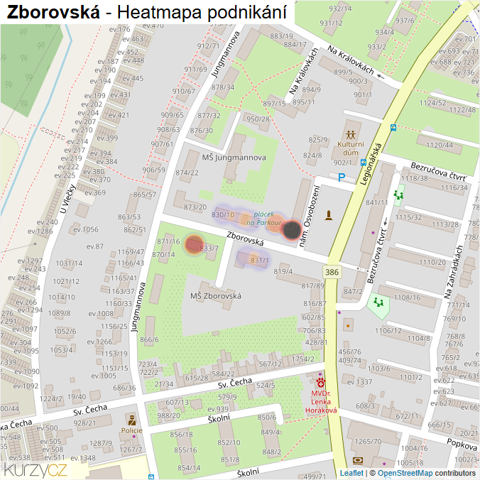 Mapa Zborovská - Firmy v ulici.