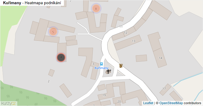 Kuřimany - mapa podnikání