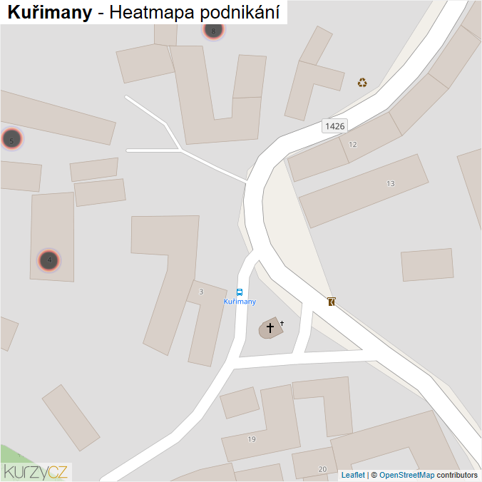 Mapa Kuřimany - Firmy v obci.