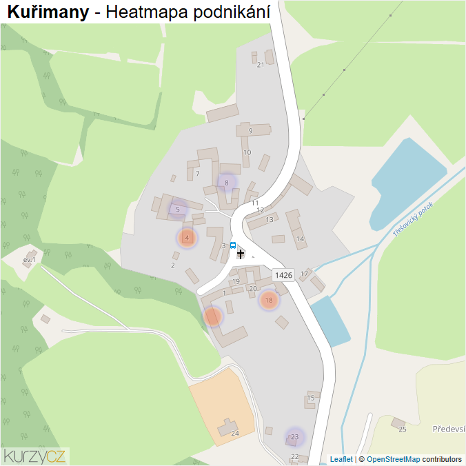 Mapa Kuřimany - Firmy v části obce.