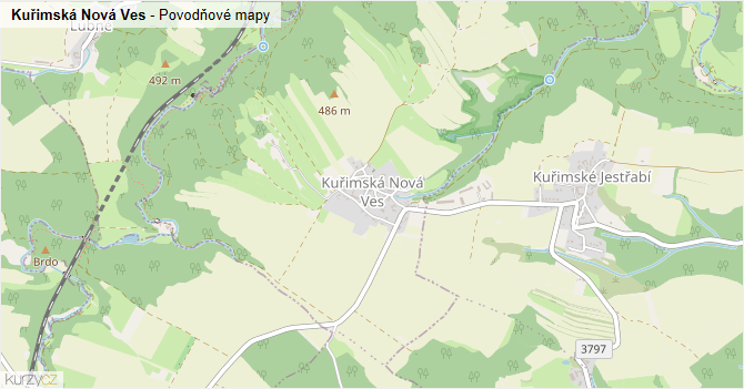 Kuřimská Nová Ves - záplavové mapy stoleté vody