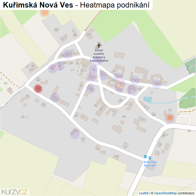 Mapa Kuřimská Nová Ves - Firmy v části obce.