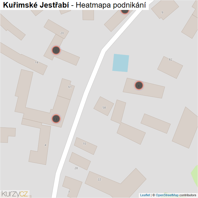 Mapa Kuřimské Jestřabí - Firmy v obci.