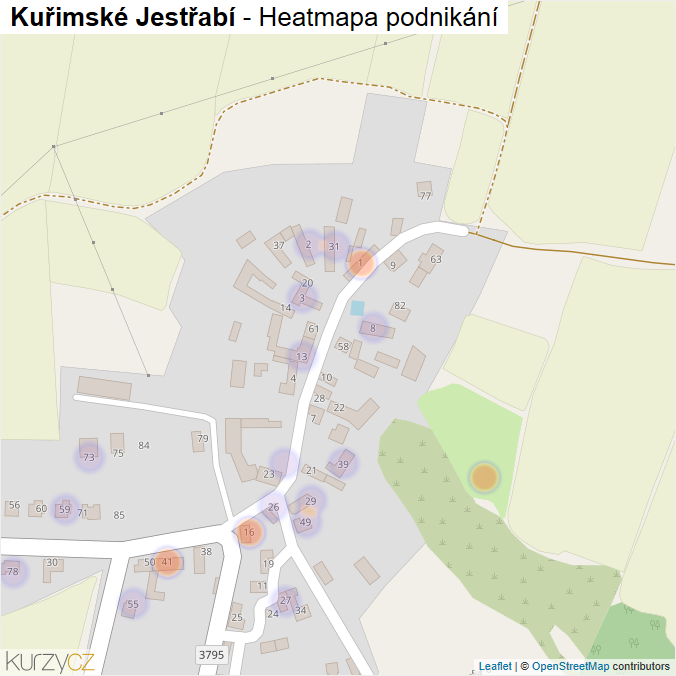 Mapa Kuřimské Jestřabí - Firmy v části obce.