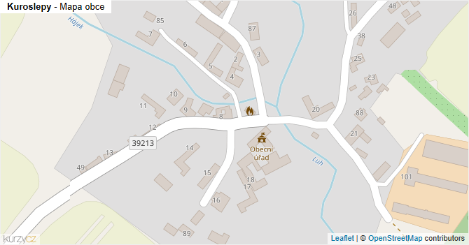 Kuroslepy - mapa obce