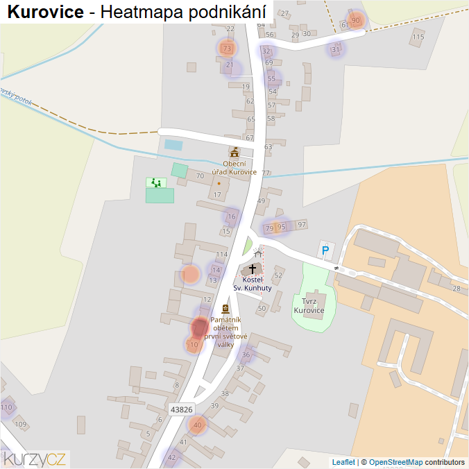 Mapa Kurovice - Firmy v části obce.