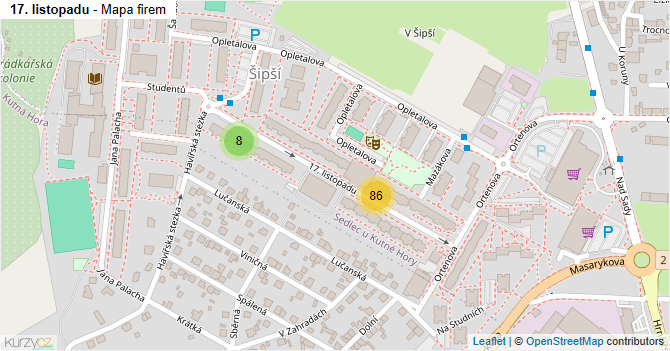 17. listopadu - mapa firem