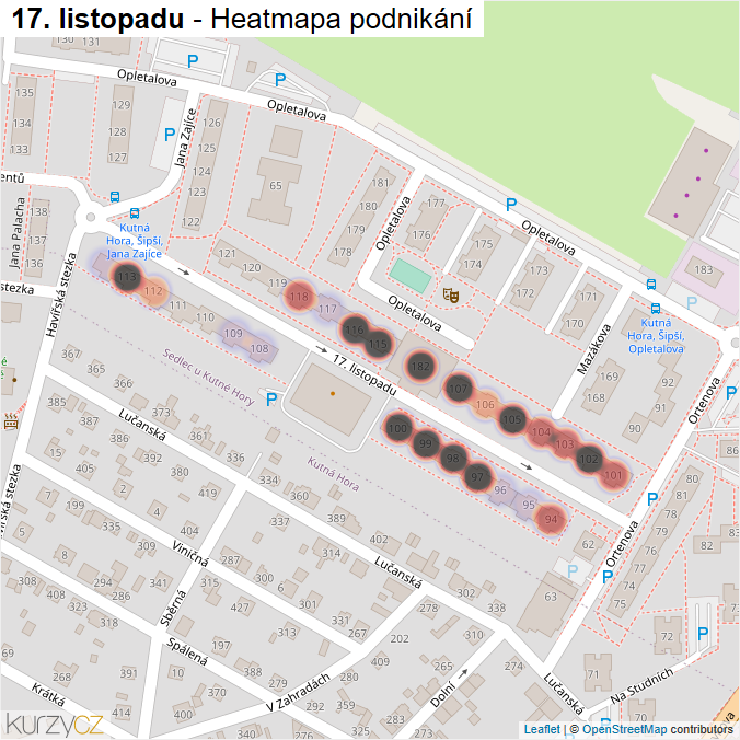Mapa 17. listopadu - Firmy v ulici.