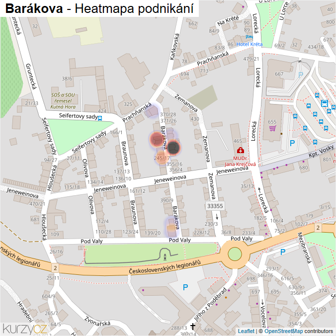 Mapa Barákova - Firmy v ulici.