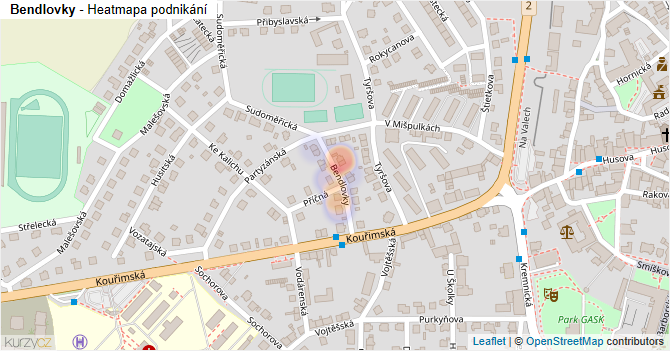 Bendlovky - mapa podnikání