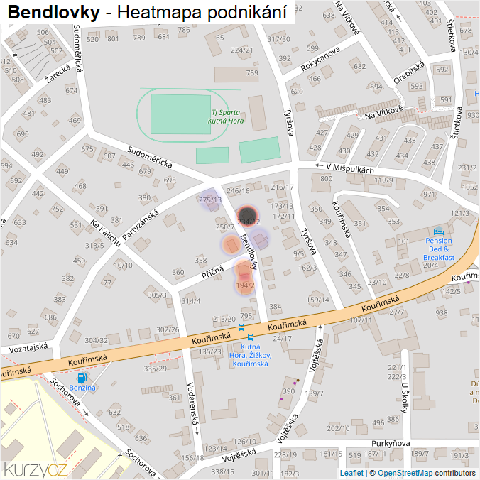 Mapa Bendlovky - Firmy v ulici.