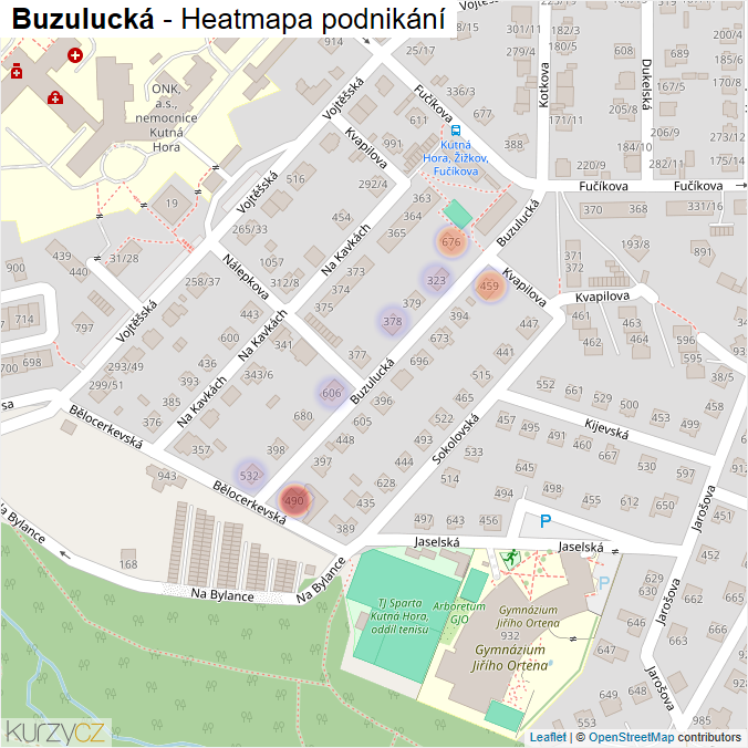 Mapa Buzulucká - Firmy v ulici.