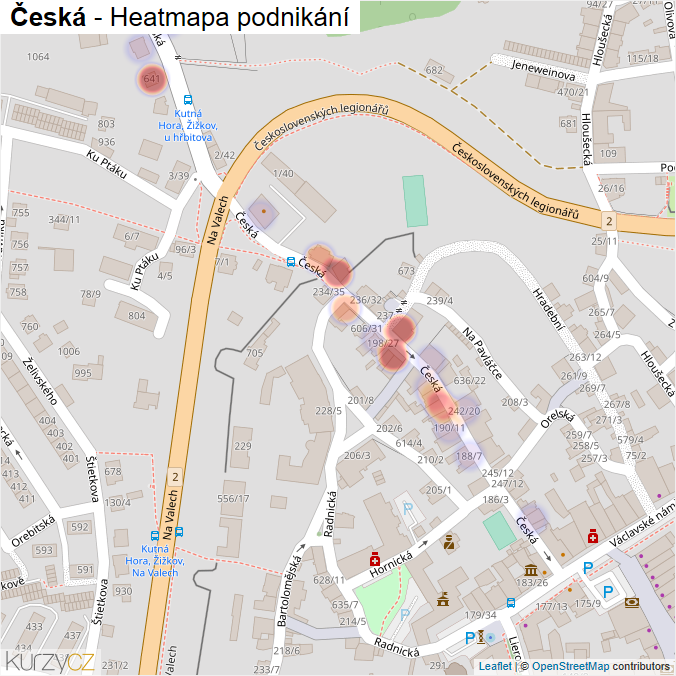 Mapa Česká - Firmy v ulici.