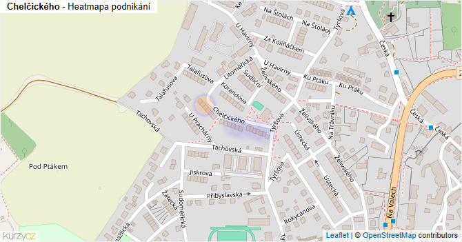 Chelčického - mapa podnikání