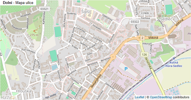 Dolní - mapa ulice
