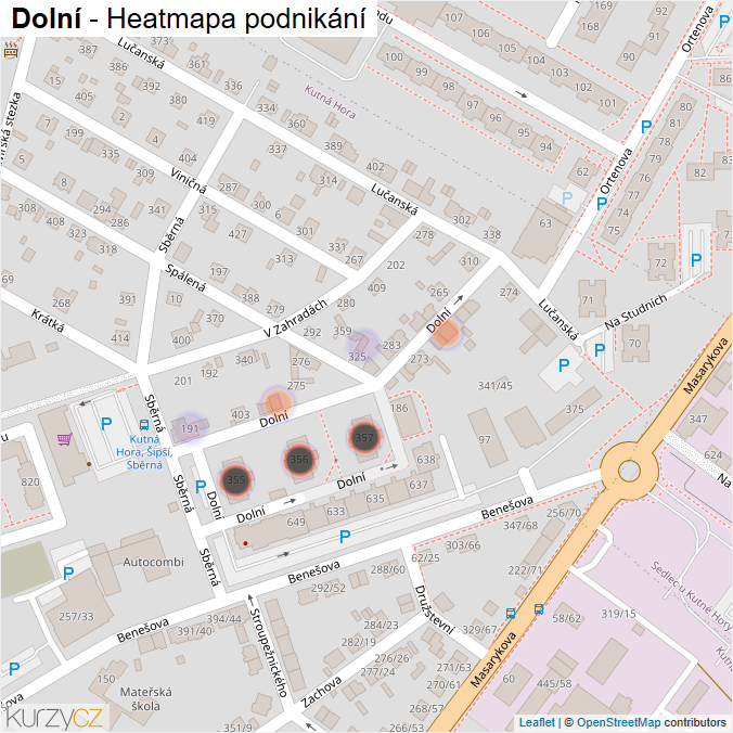 Mapa Dolní - Firmy v ulici.