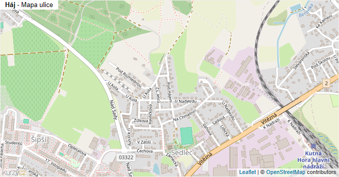Háj - mapa ulice