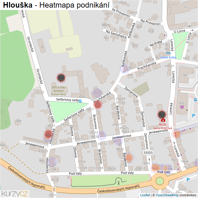 Mapa Hlouška - Firmy v části obce.